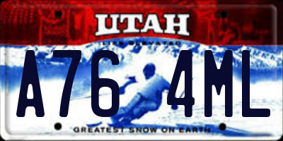 UT license plate A764ML