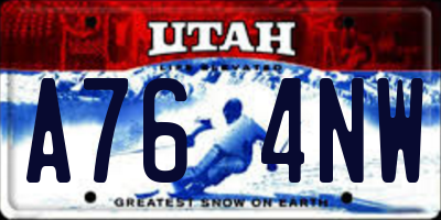 UT license plate A764NW
