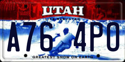 UT license plate A764PO