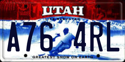 UT license plate A764RL