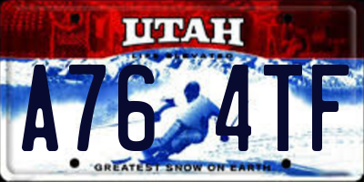 UT license plate A764TF