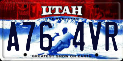 UT license plate A764VR