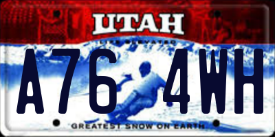UT license plate A764WH