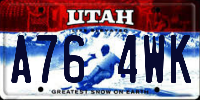 UT license plate A764WK
