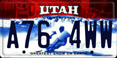 UT license plate A764WW