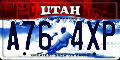 UT license plate A764XP