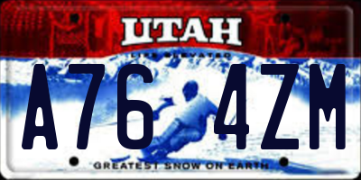 UT license plate A764ZM