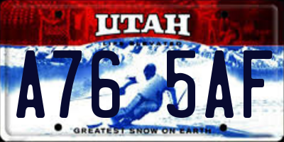 UT license plate A765AF