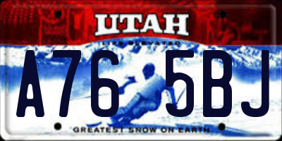 UT license plate A765BJ