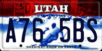 UT license plate A765BS