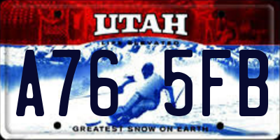 UT license plate A765FB