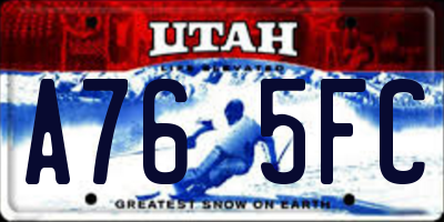UT license plate A765FC