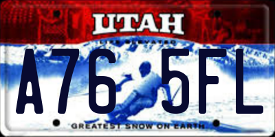 UT license plate A765FL
