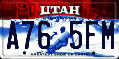 UT license plate A765FM