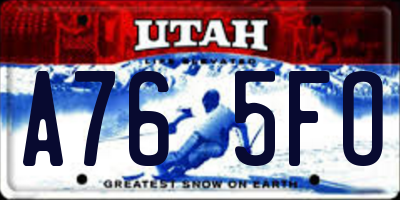 UT license plate A765FO