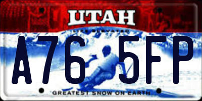 UT license plate A765FP