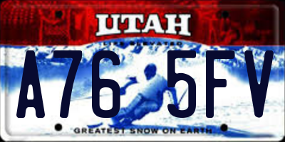 UT license plate A765FV