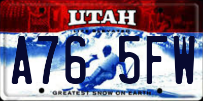 UT license plate A765FW