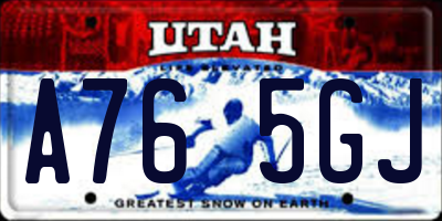 UT license plate A765GJ