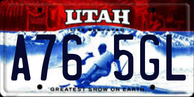 UT license plate A765GL