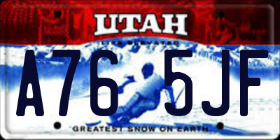 UT license plate A765JF