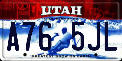 UT license plate A765JL