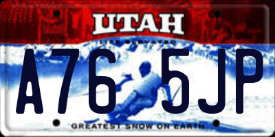 UT license plate A765JP