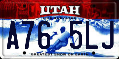 UT license plate A765LJ