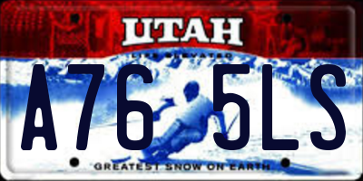 UT license plate A765LS
