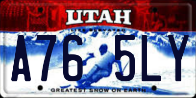 UT license plate A765LY
