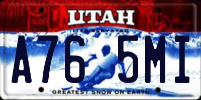 UT license plate A765MI
