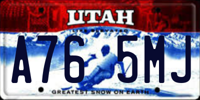 UT license plate A765MJ