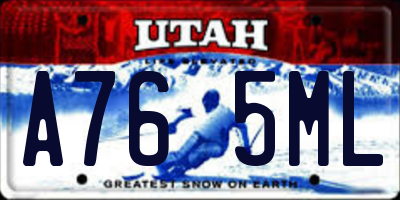 UT license plate A765ML