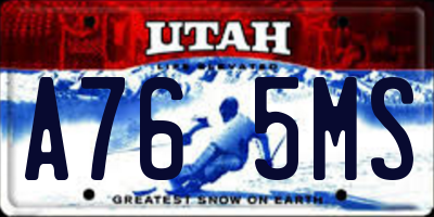 UT license plate A765MS