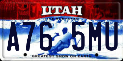 UT license plate A765MU