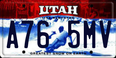 UT license plate A765MV