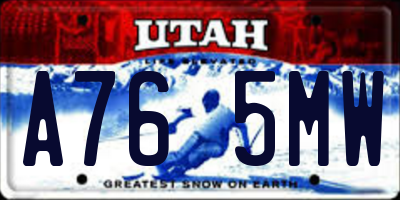 UT license plate A765MW