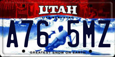 UT license plate A765MZ