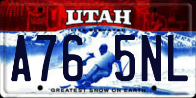 UT license plate A765NL