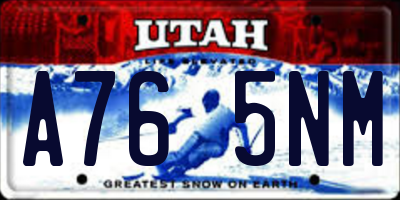 UT license plate A765NM