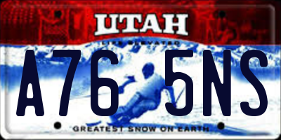 UT license plate A765NS