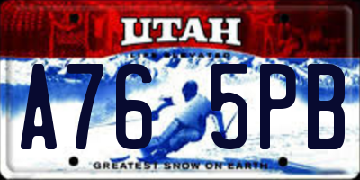 UT license plate A765PB