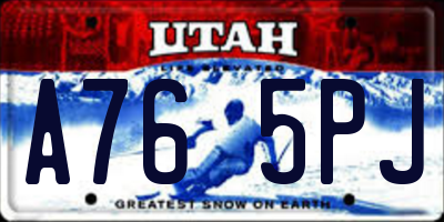 UT license plate A765PJ