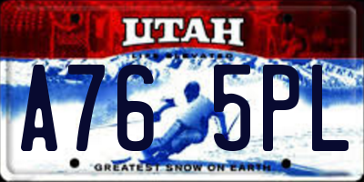 UT license plate A765PL