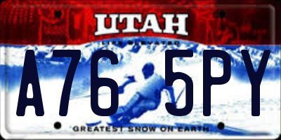 UT license plate A765PY