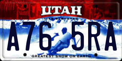 UT license plate A765RA