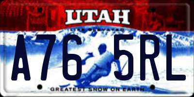 UT license plate A765RL
