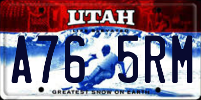 UT license plate A765RM