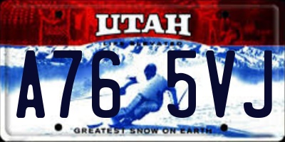 UT license plate A765VJ