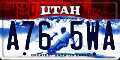 UT license plate A765WA